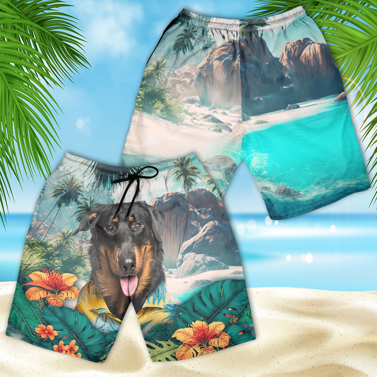 Beauceron - 3D Men's Beach Short