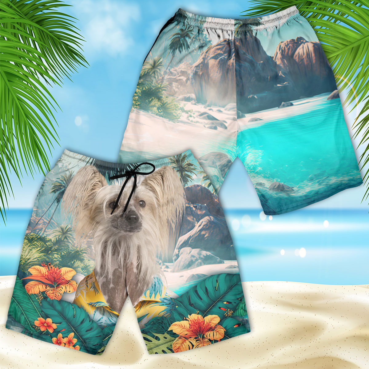 Chinese Crested - 3D Men's Beach Short