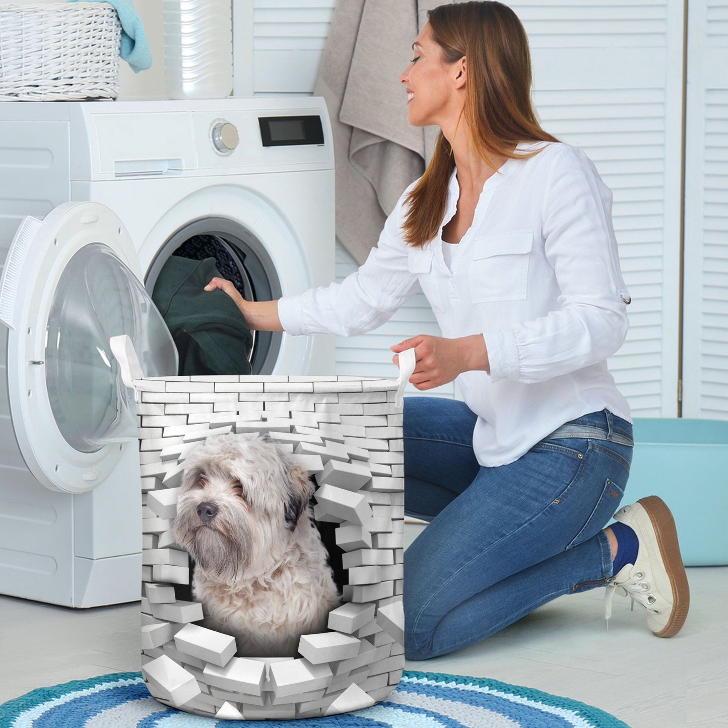 Little lion dog - In The Hole Of Wall Pattern Laundry Basket