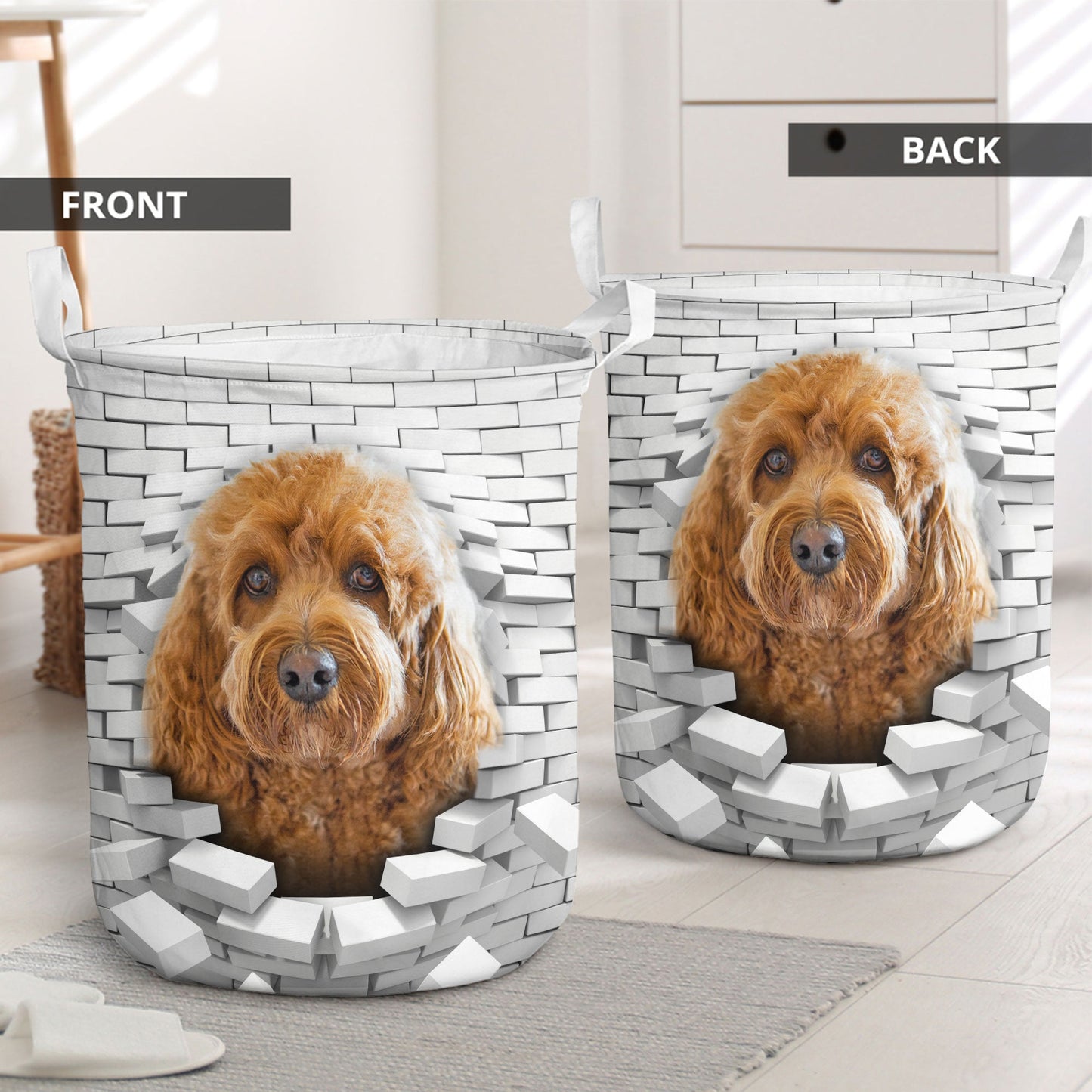 Cavapoo - In The Hole Of Wall Pattern Laundry Basket