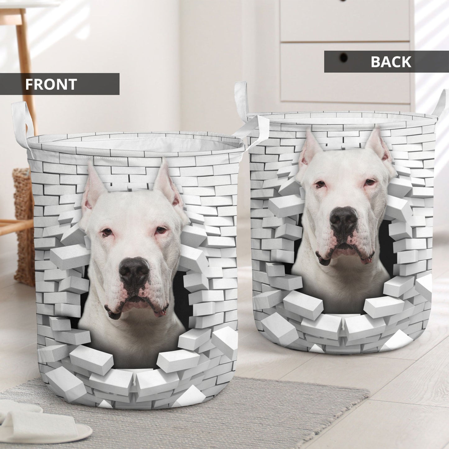Dogo Argentino - In The Hole Of Wall Pattern Laundry Basket