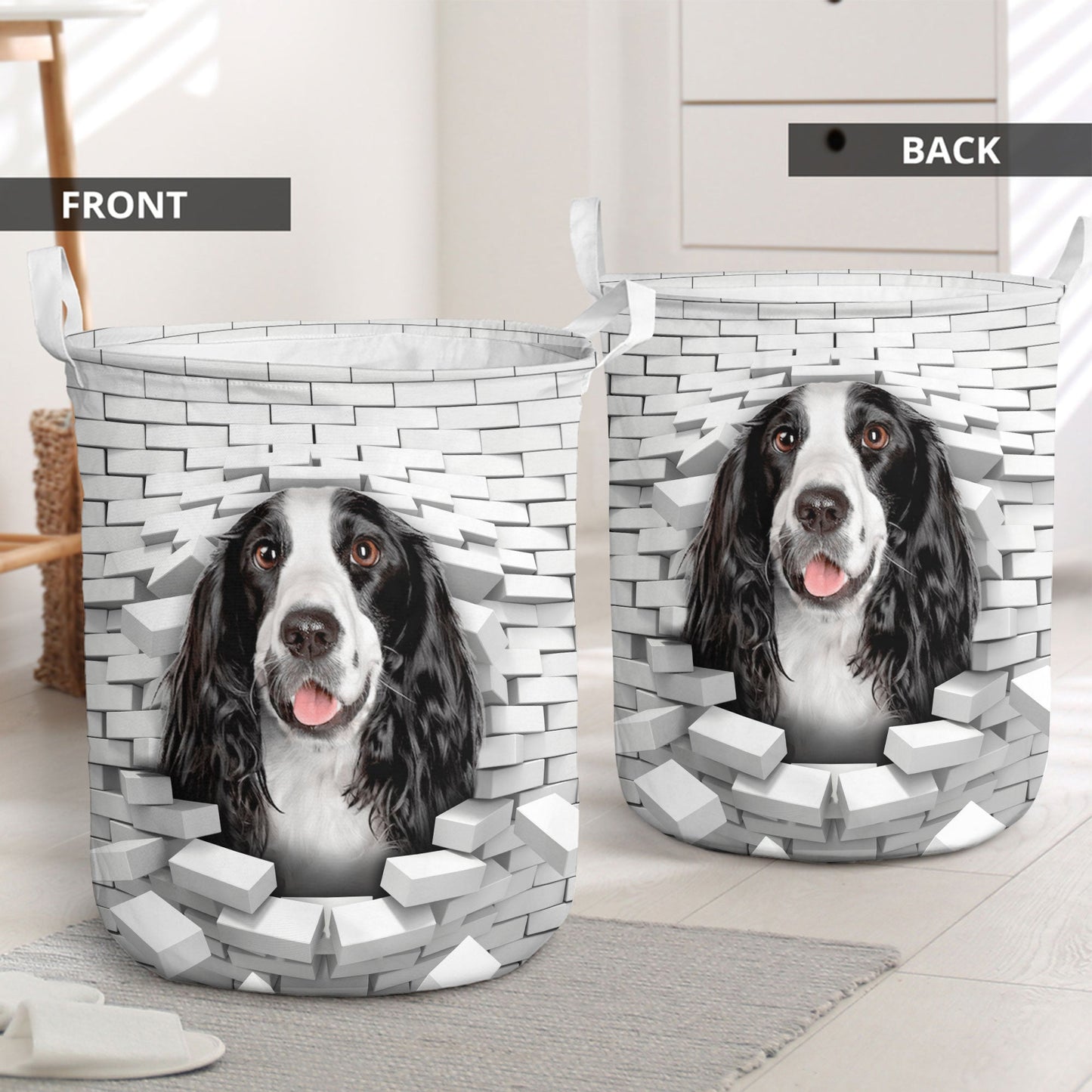 English Springer Spaniel - In The Hole Of Wall Pattern Laundry Basket
