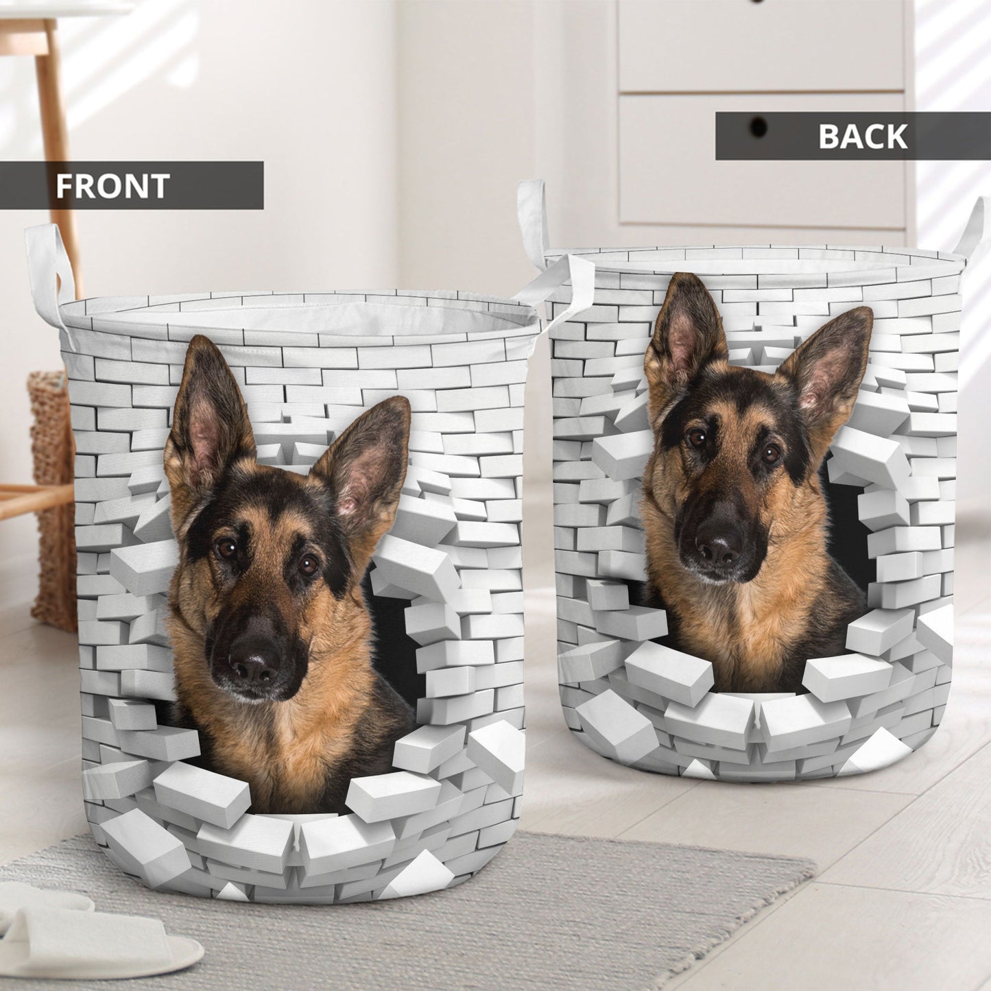 German Shepherd Dog - In The Hole Of Wall Pattern Laundry Basket