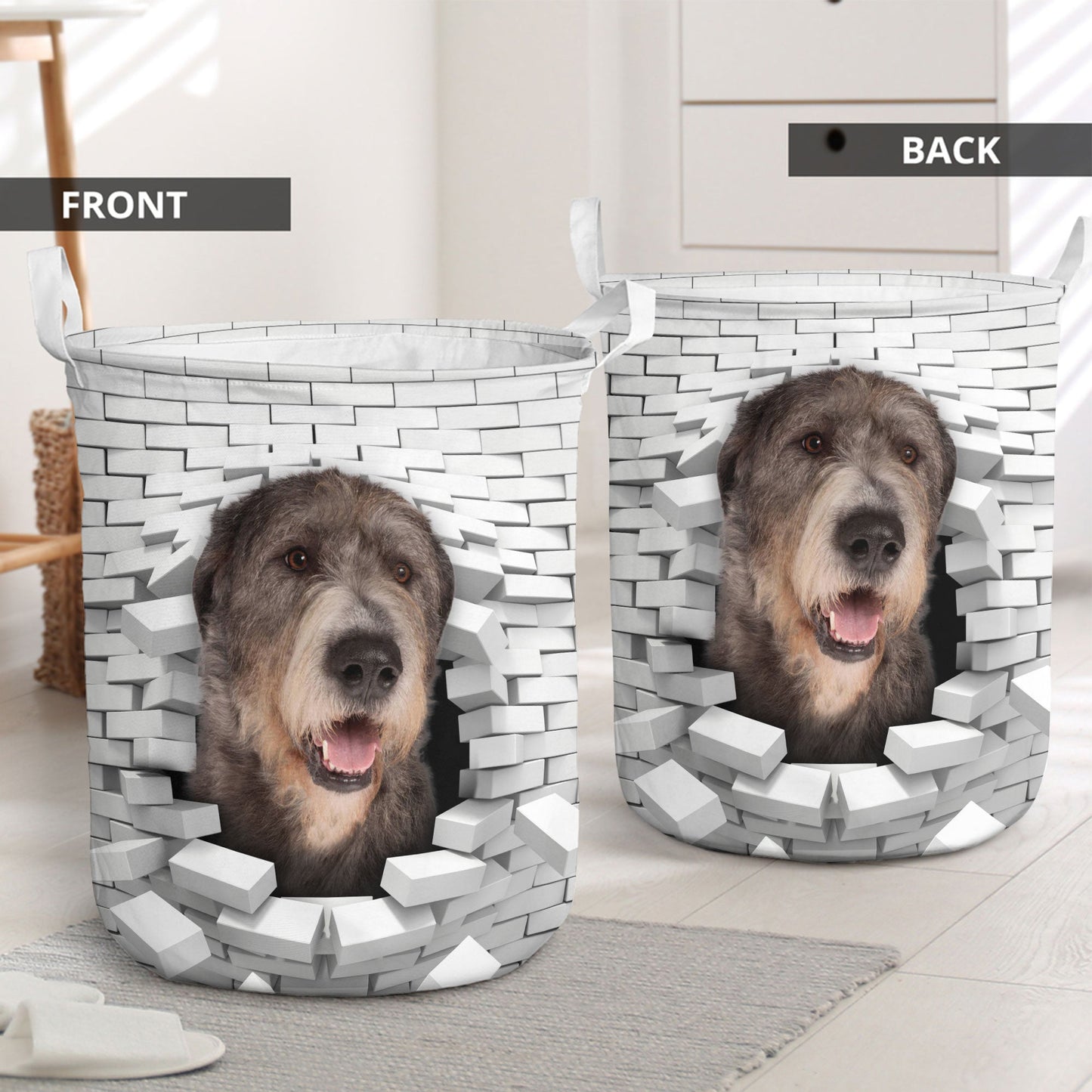 Irish Wolfhound - In The Hole Of Wall Pattern Laundry Basket