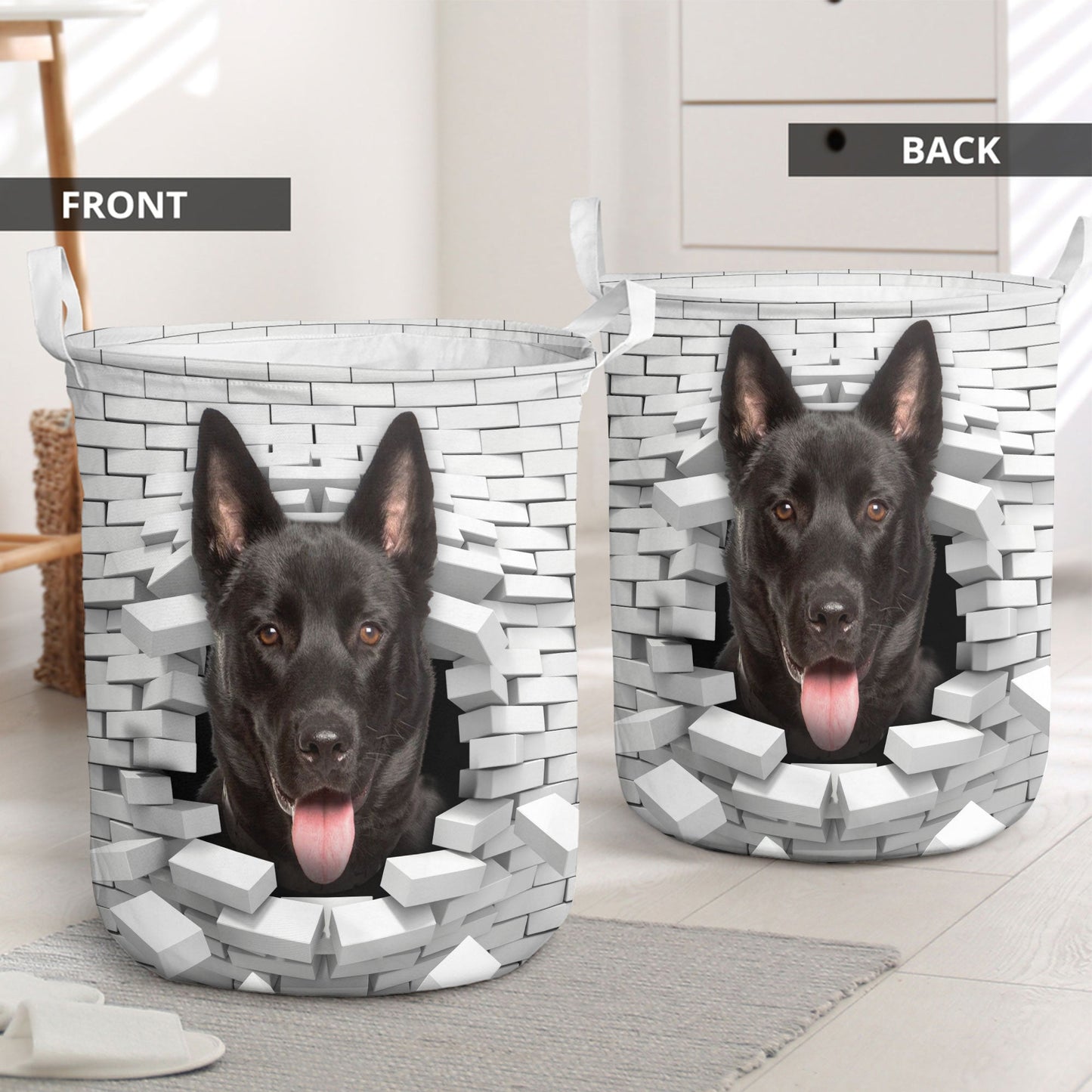 Karelian Bear Dog - In The Hole Of Wall Pattern Laundry Basket