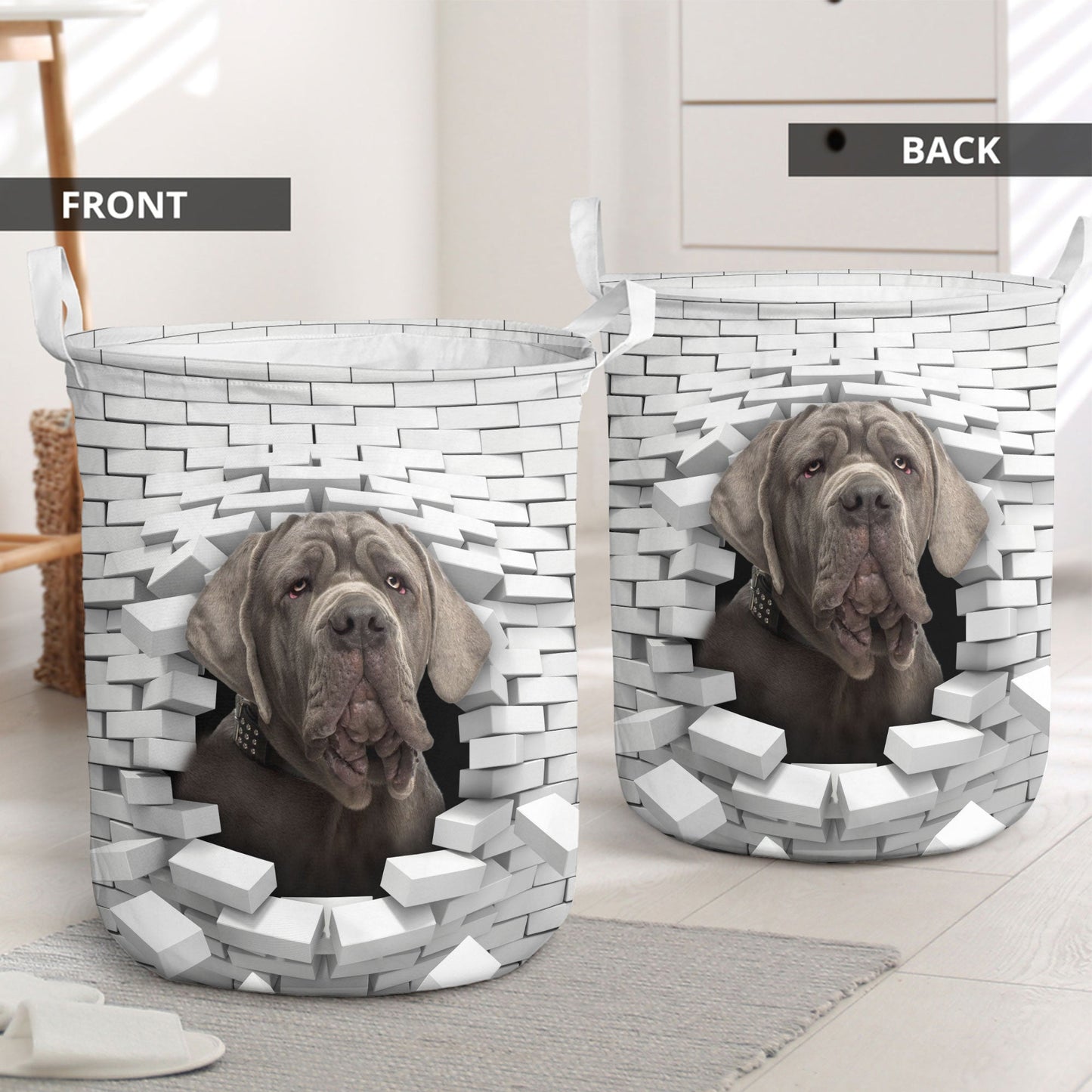 Neapolitan Mastiff - In The Hole Of Wall Pattern Laundry Basket