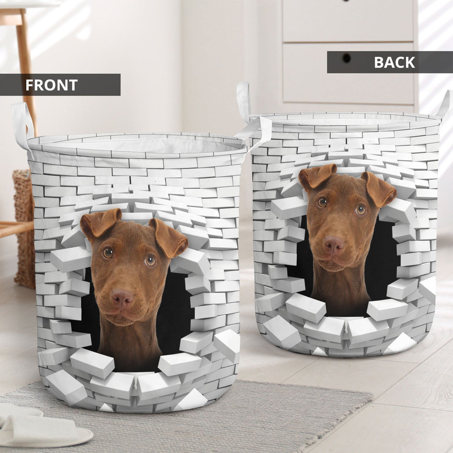 Patterdale Terrier - In The Hole Of Wall Pattern Laundry Basket