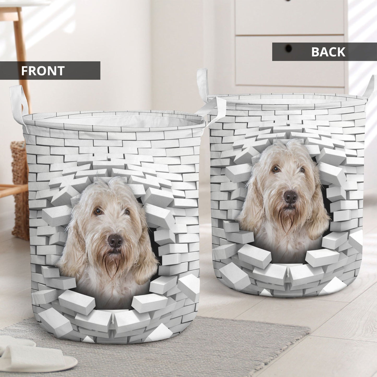 Petit Basset Griffon Vendéen - In The Hole Of Wall Pattern Laundry Basket