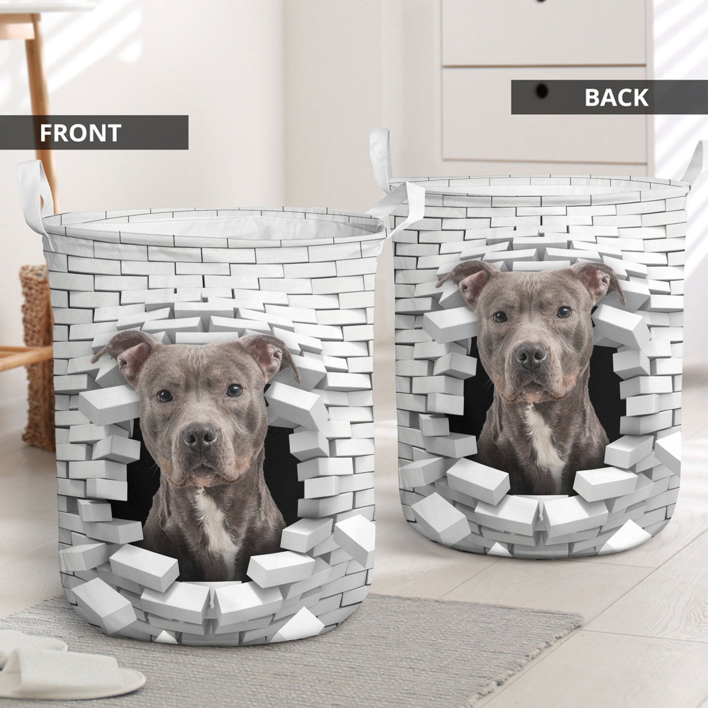 Pitbull - In The Hole Of Wall Pattern Laundry Basket
