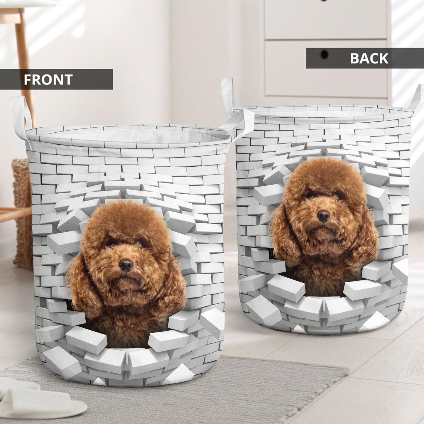 Poodle - In The Hole Of Wall Pattern Laundry Basket
