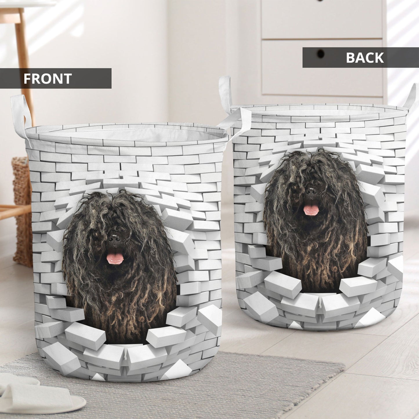 Puli Dog - In The Hole Of Wall Pattern Laundry Basket