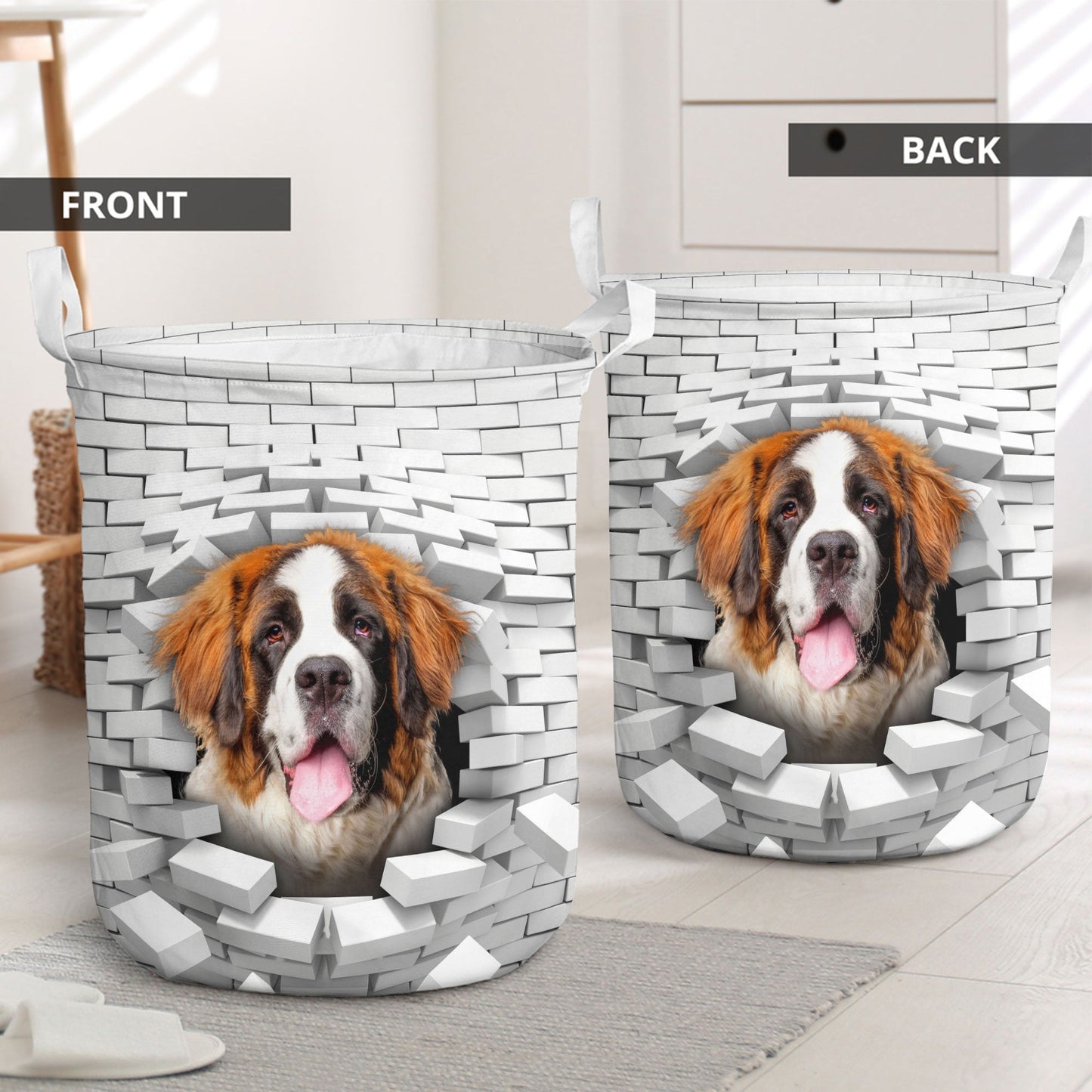 Saint Bernard - In The Hole Of Wall Pattern Laundry Basket