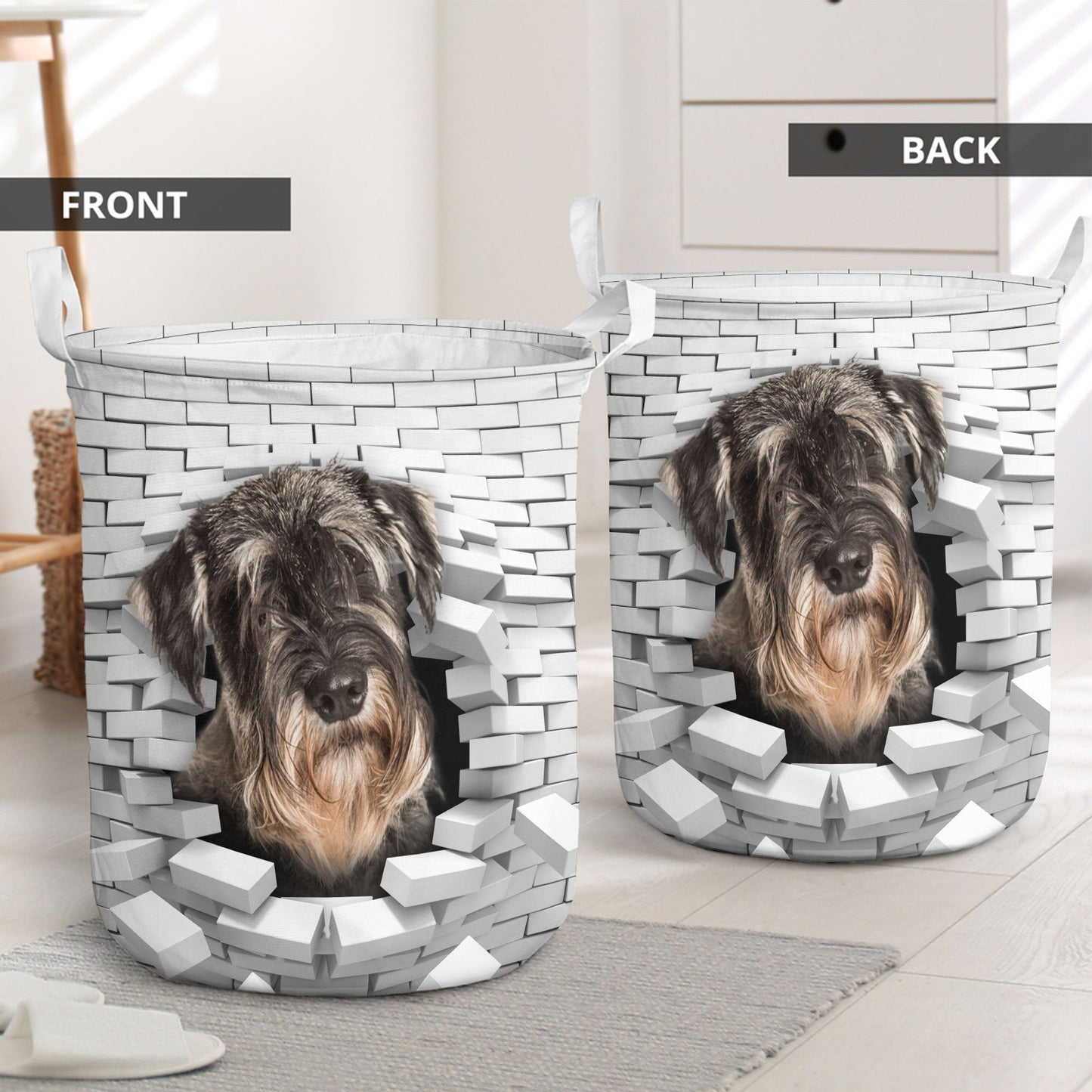 Standard Schnauzer - In The Hole Of Wall Pattern Laundry Basket