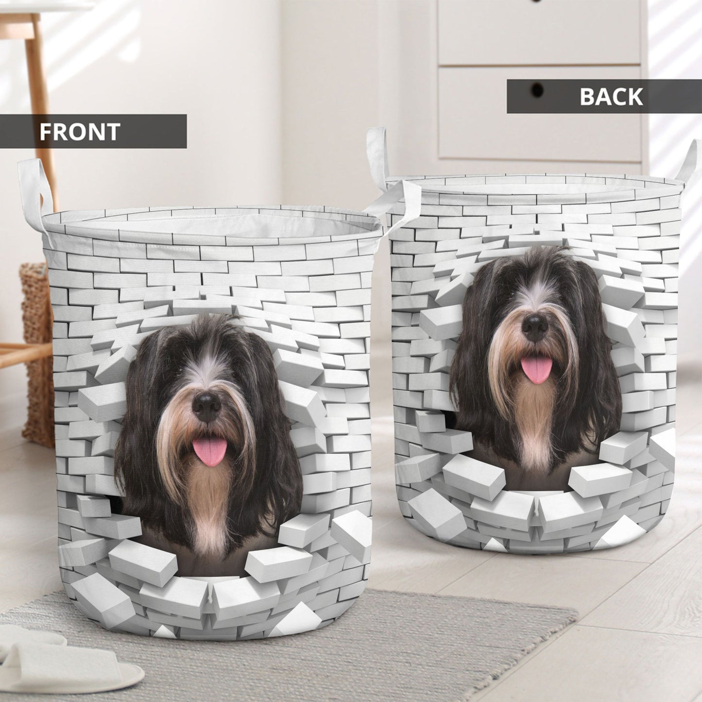 Tibetan Terrier - In The Hole Of Wall Pattern Laundry Basket