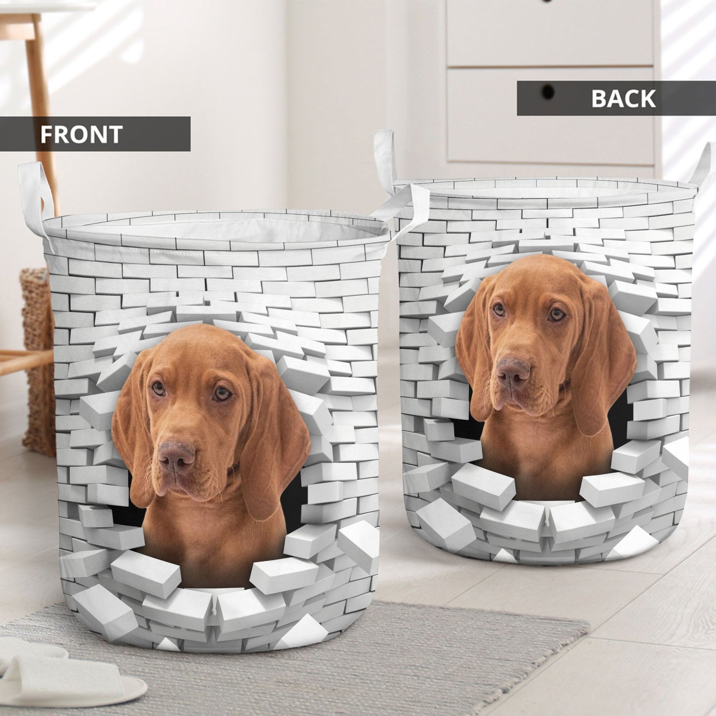 Vizsla - In The Hole Of Wall Pattern Laundry Basket