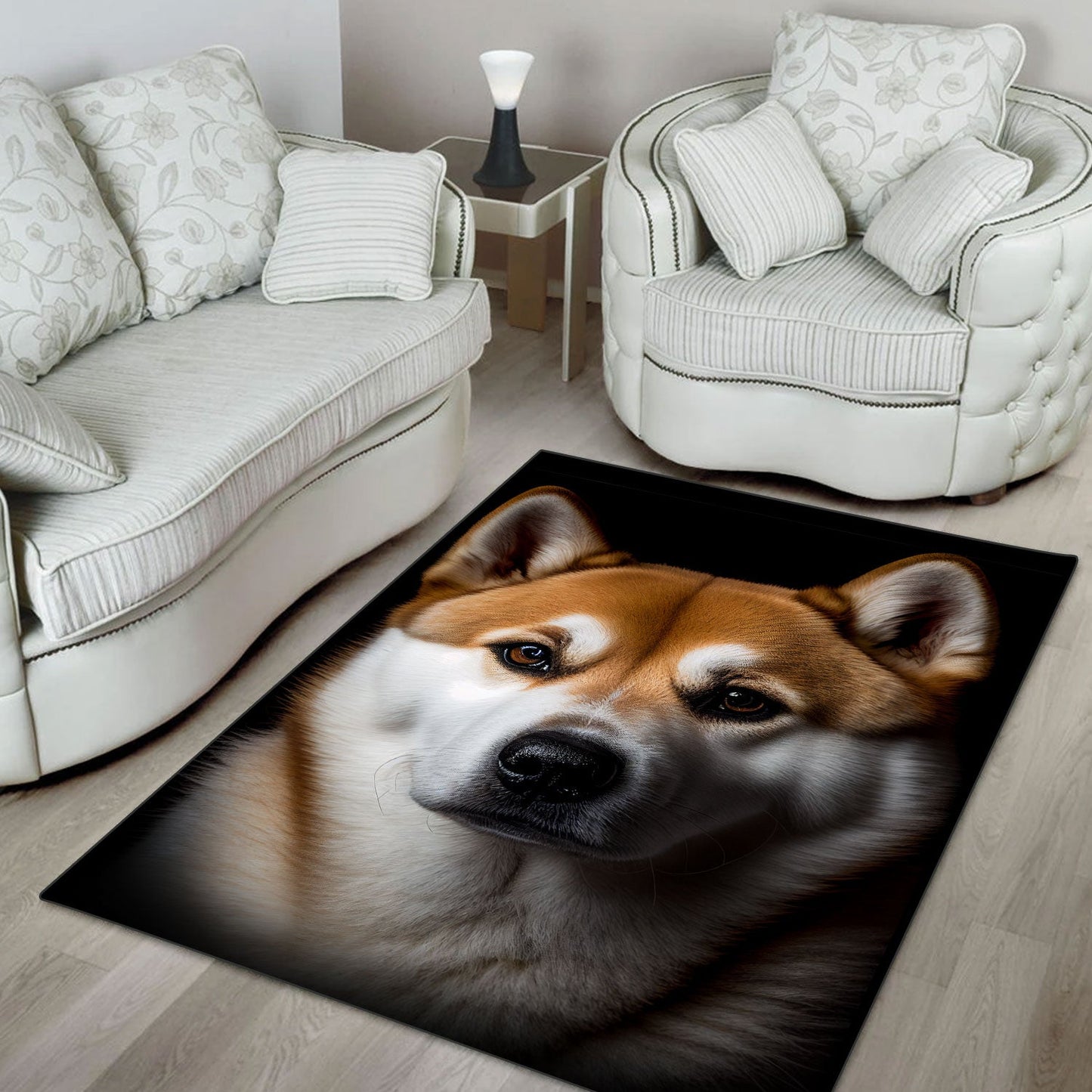 Akita Inu 3D Portrait Area Rug