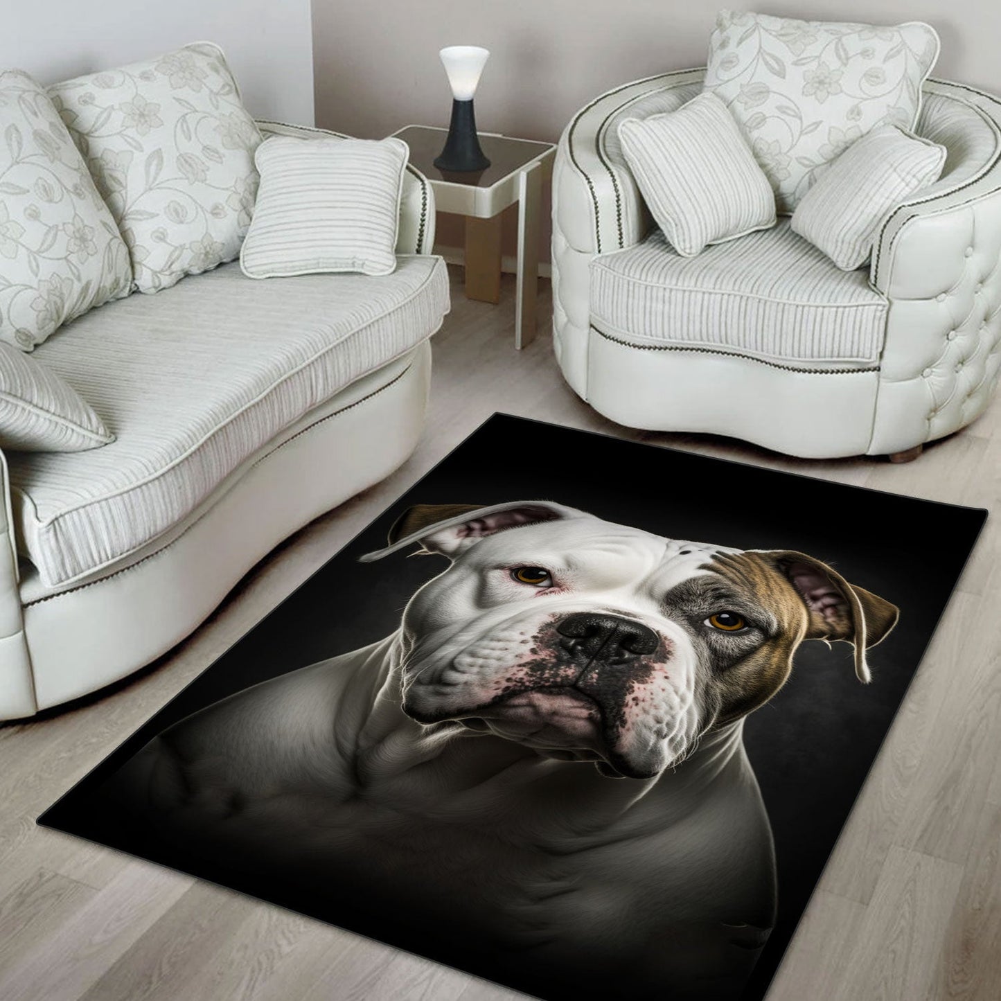 American Bulldog 3D Portrait Area Rug