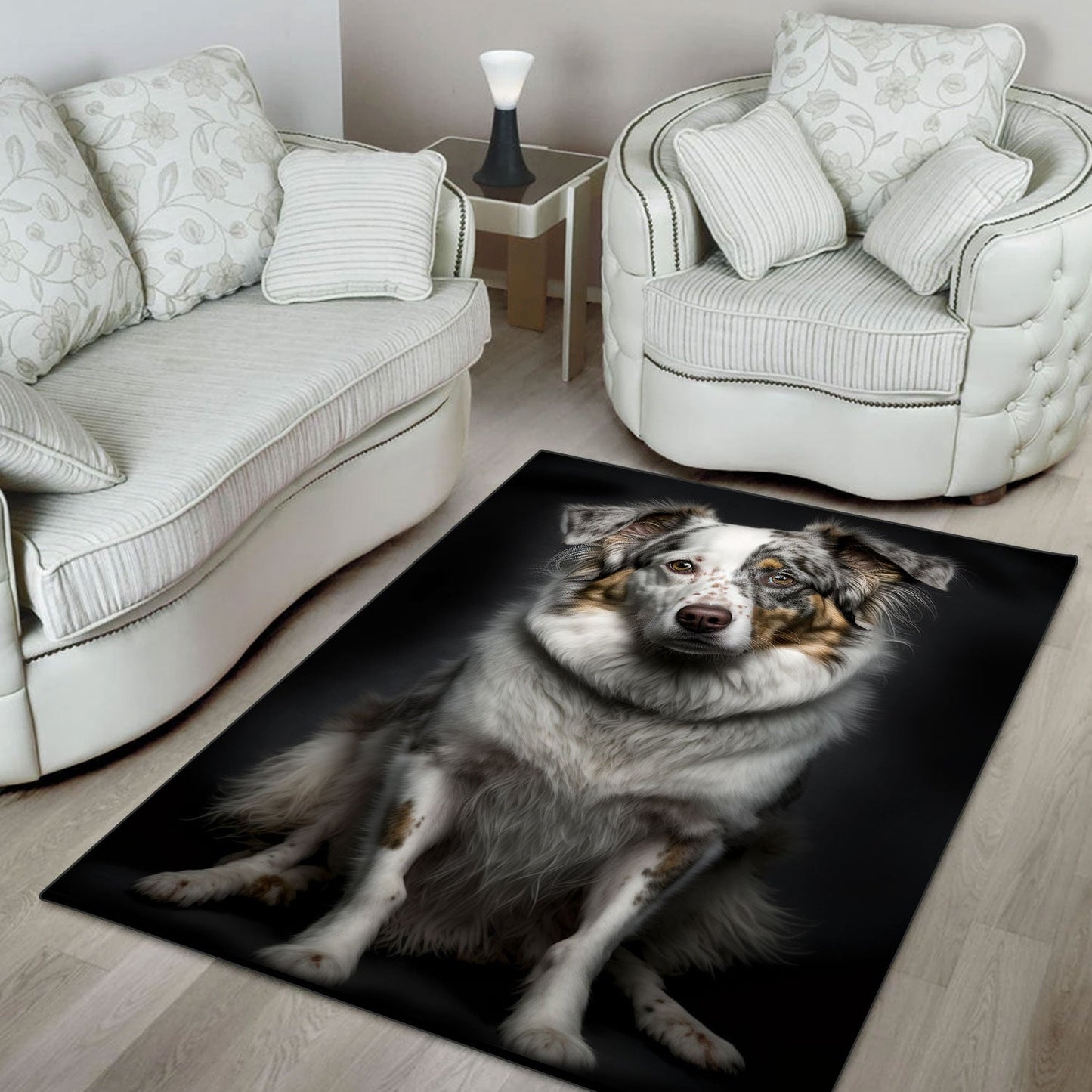Australian Shepherd 3 3D Portrait Area Rug