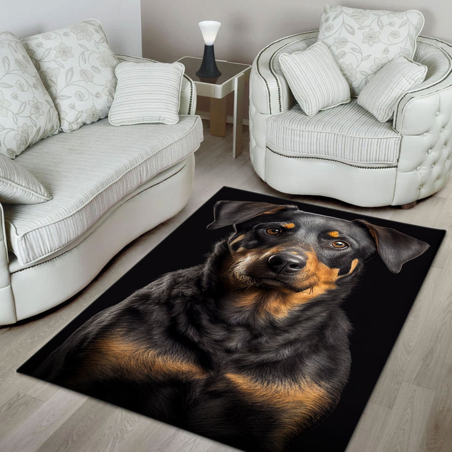 Beauceron 2 3D Portrait Area Rug