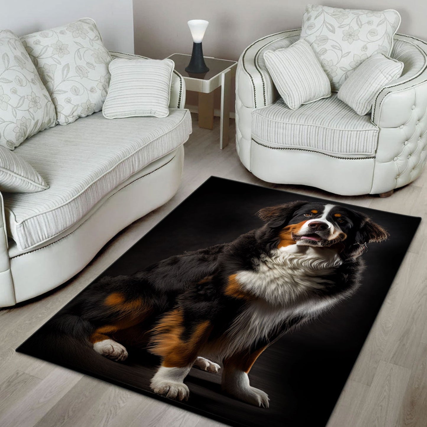 Bernese Mountain 3 3D Portrait Area Rug