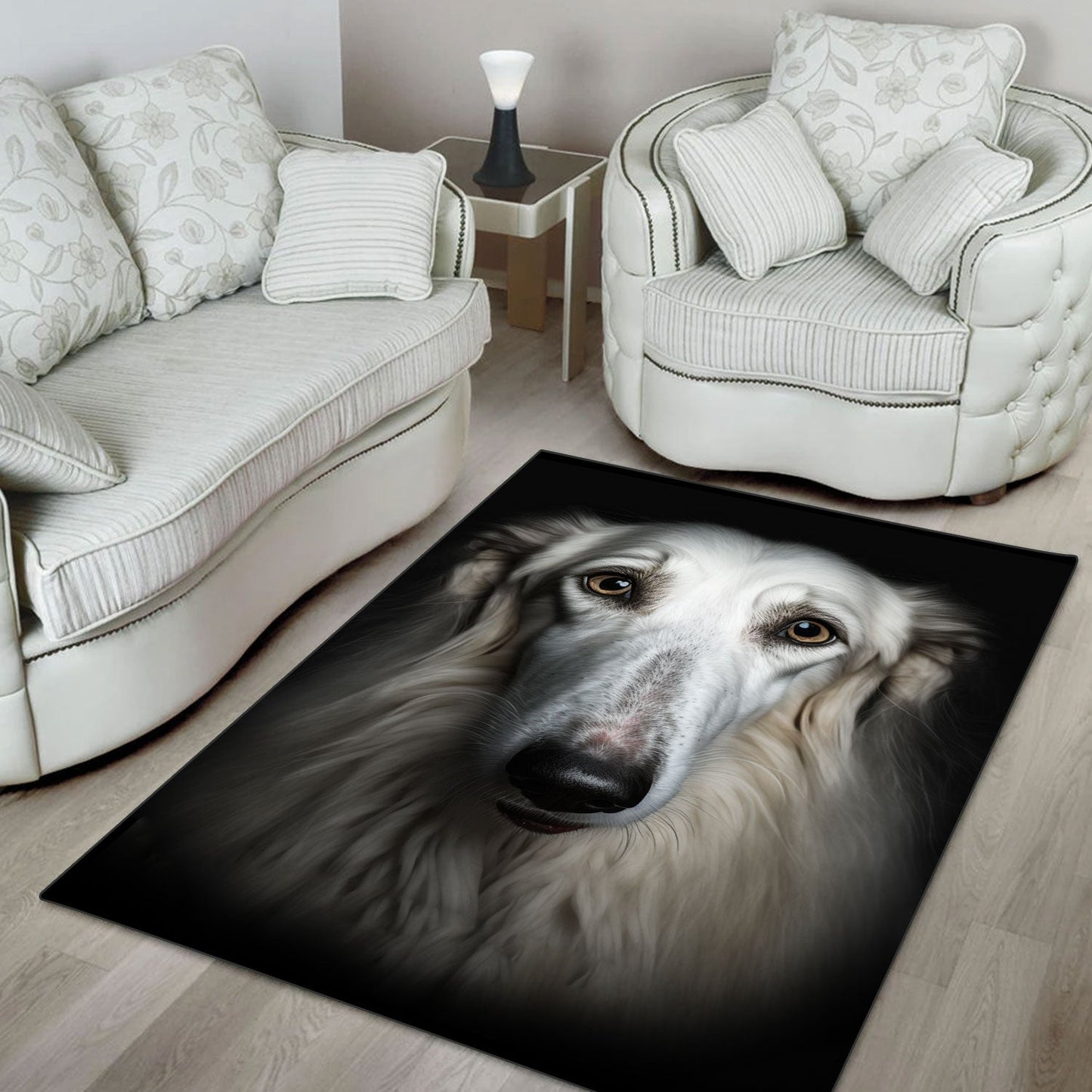 Borzoi 3D Portrait Area Rug