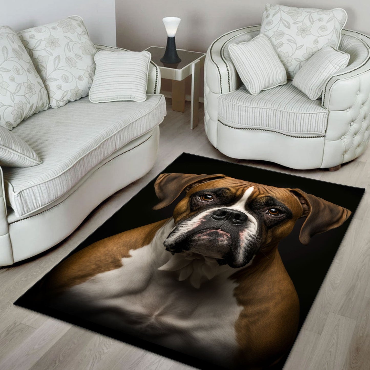 Boxer 2 3D Portrait Area Rug