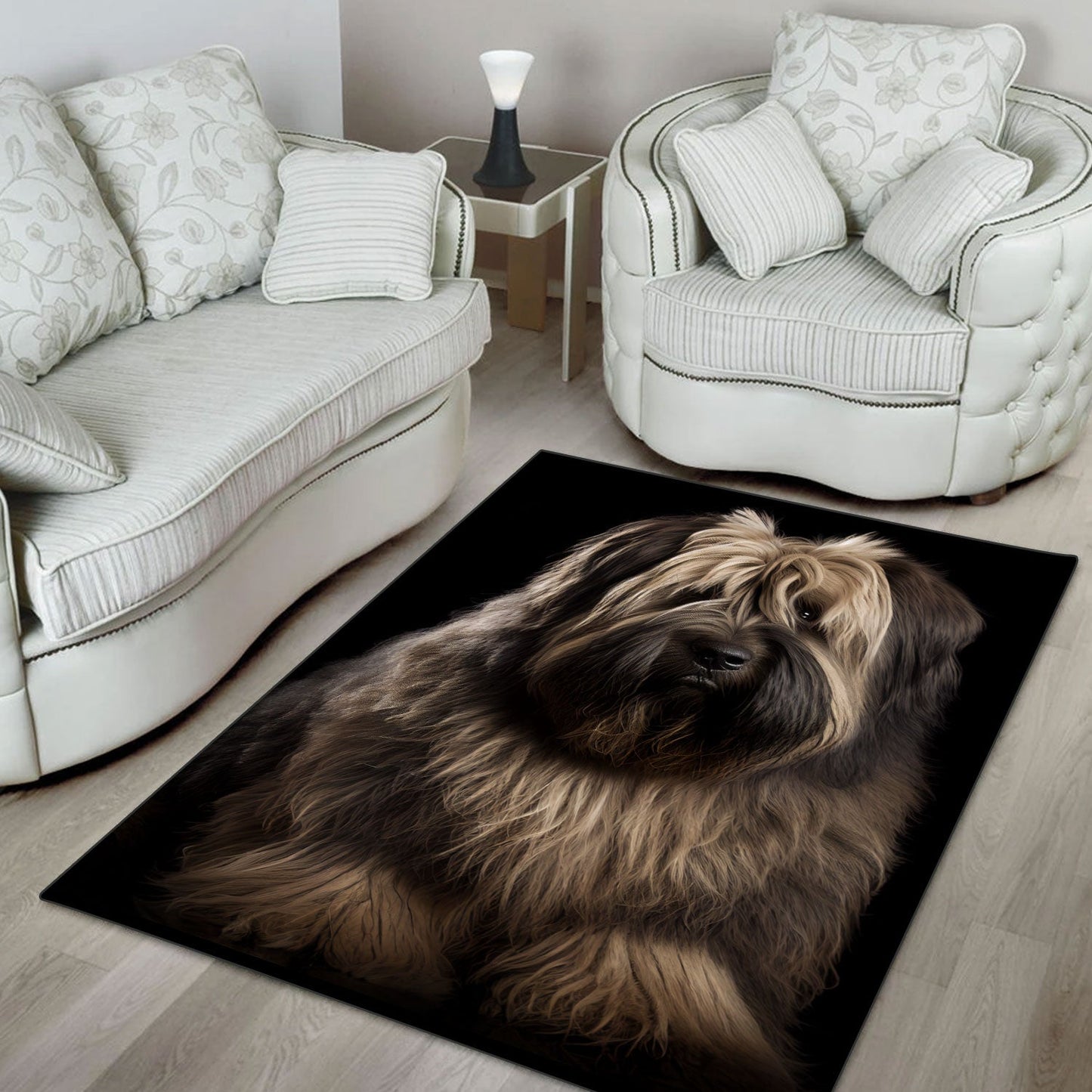 Briard 2 3D Portrait Area Rug