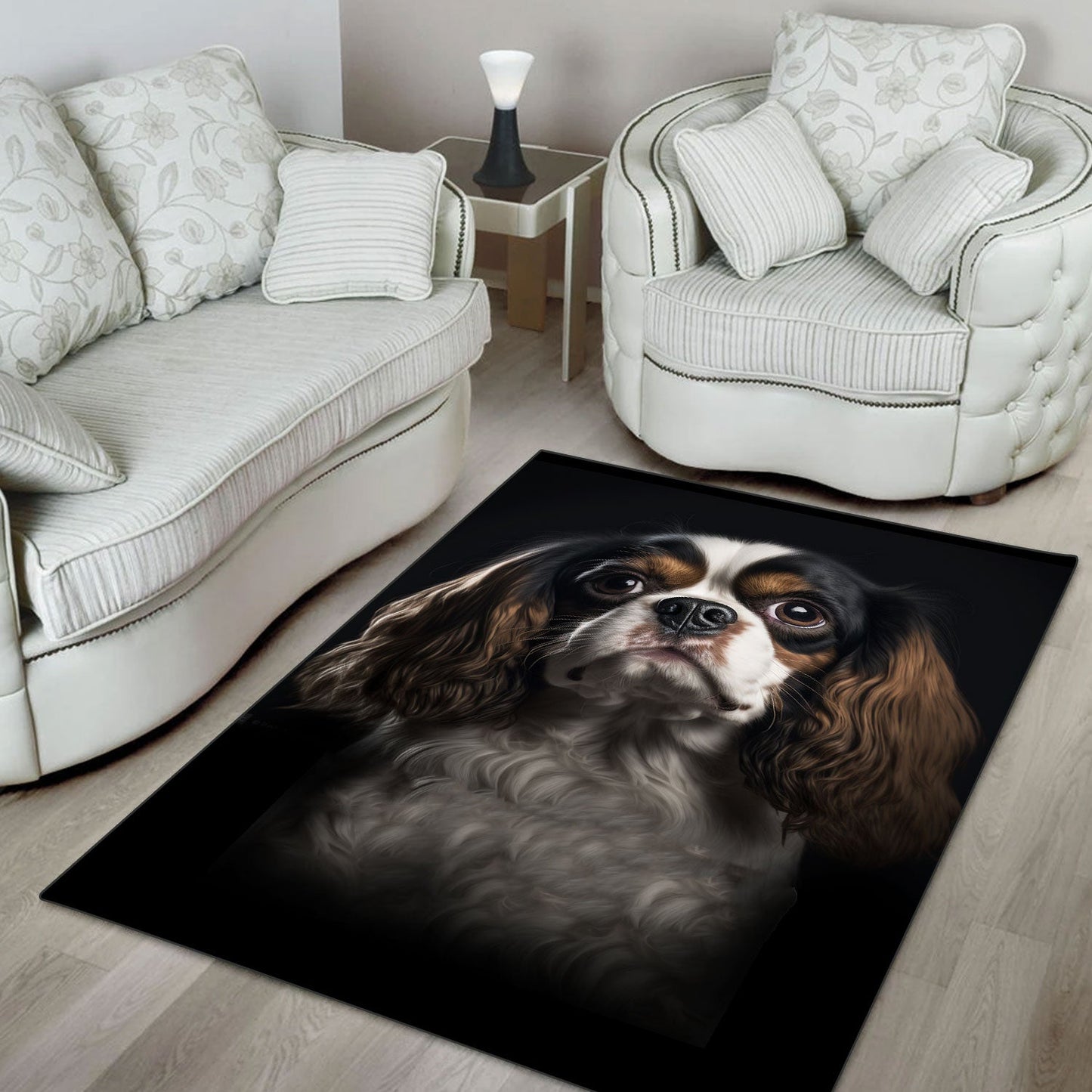 Cavalier King Charles Spaniel 2 3D Portrait Area Rug