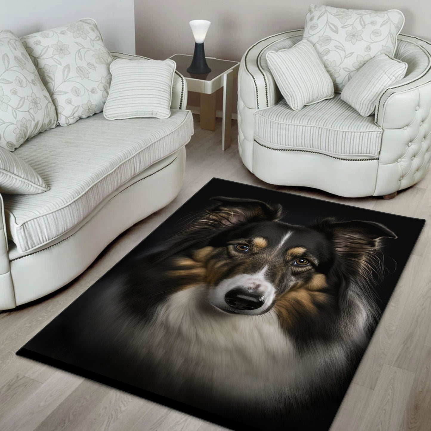 Collie 3D Portrait Area Rug