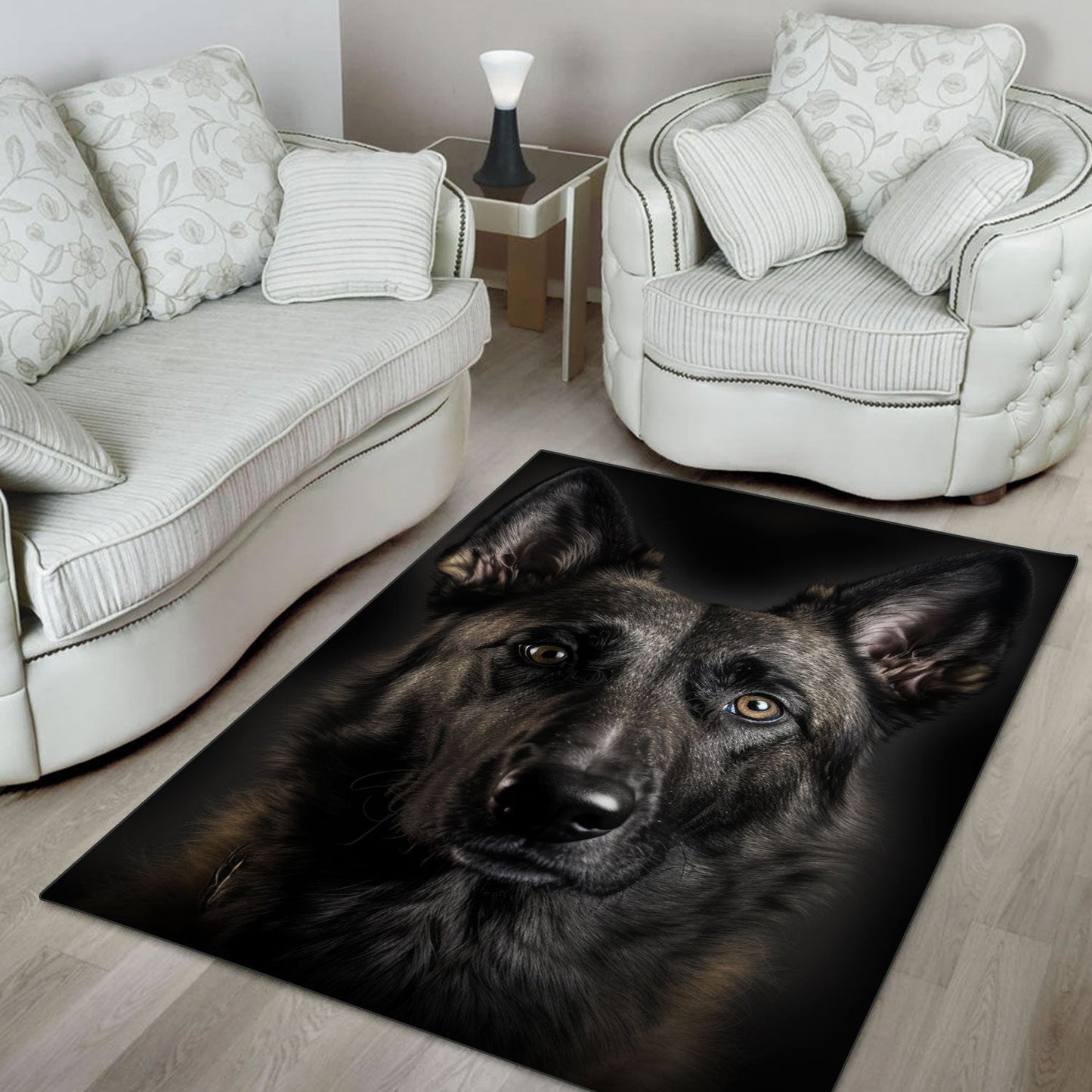 Dutch Shepherd 3D Portrait Area Rug