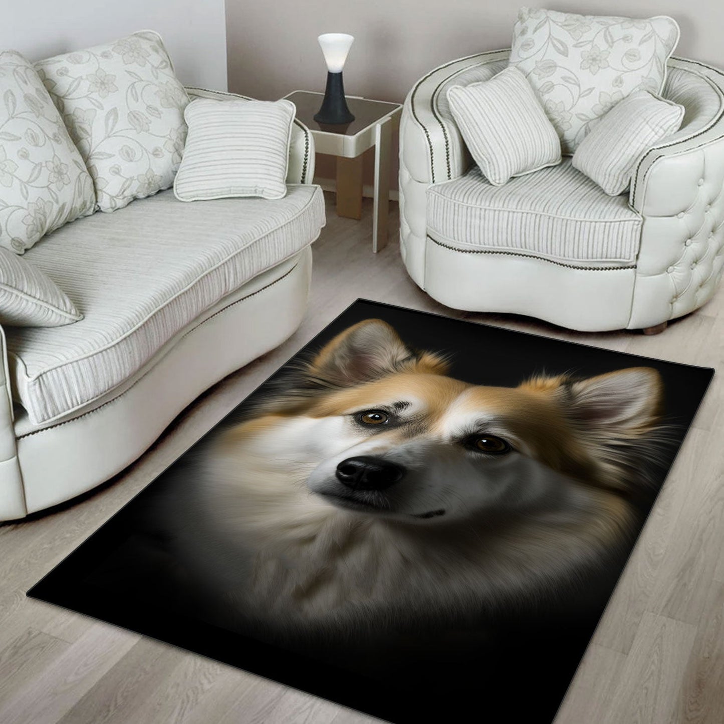 Icelandic Sheepdog 3D Portrait Area Rug