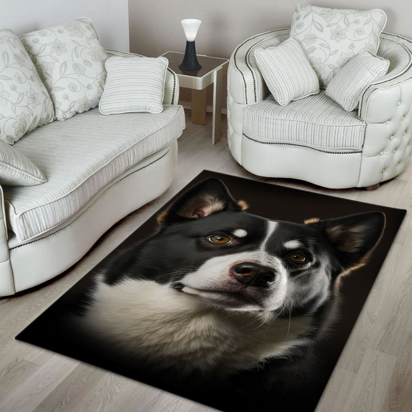 Karelian Bear Dog 3D Portrait Area Rug