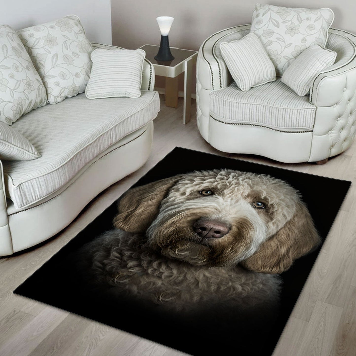 Labradoodle 3D Portrait Area Rug