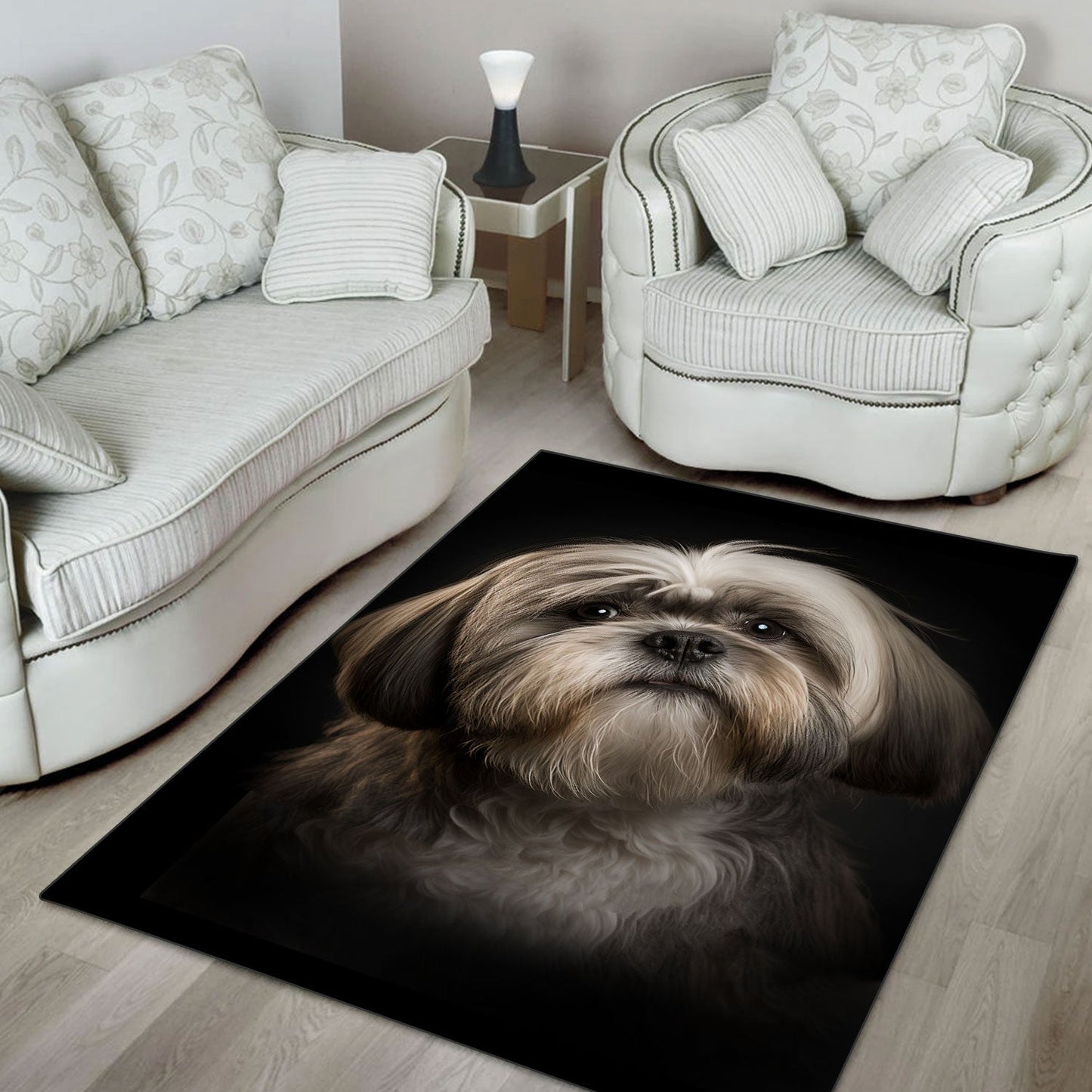 Lhasa Apso 3D Portrait Area Rug