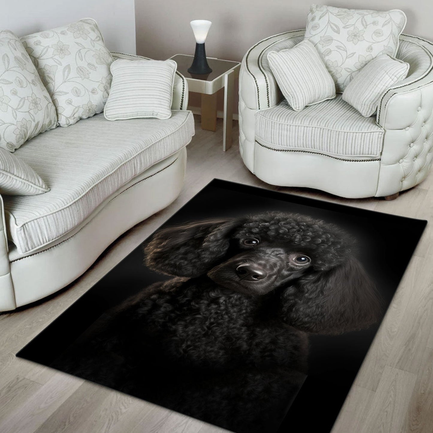 Poodle 3D Portrait Area Rug