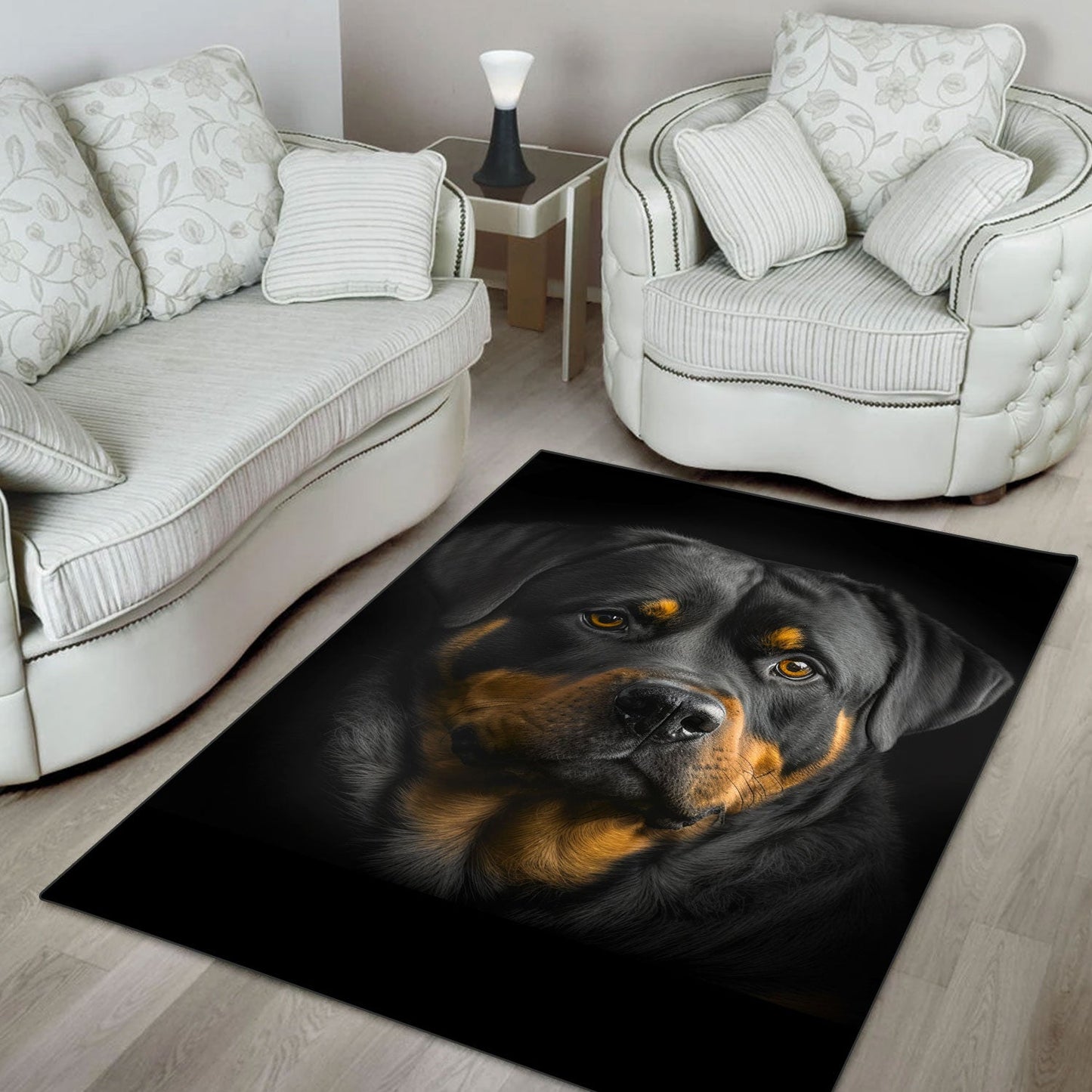 Rottweiler 3D Portrait Area Rug
