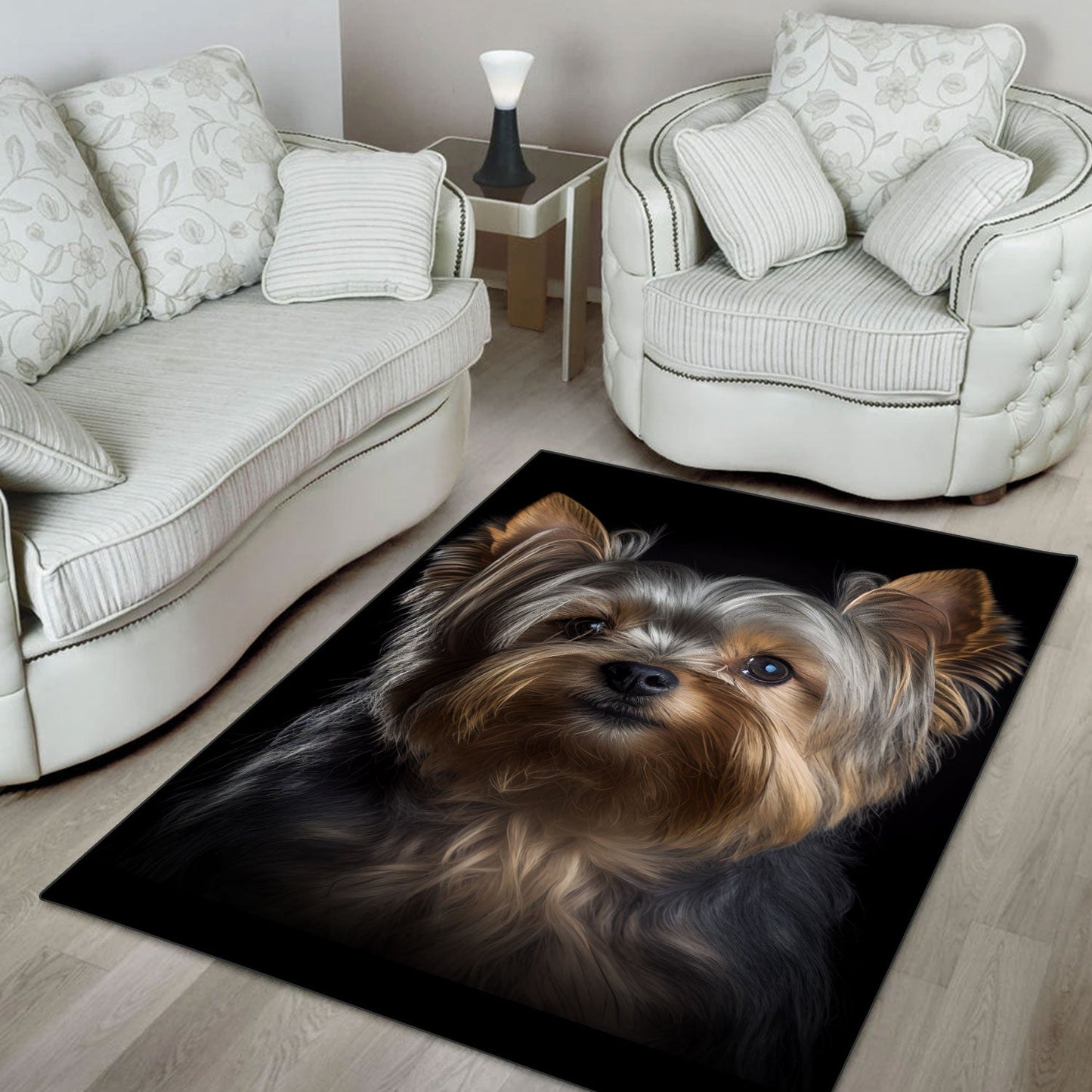 Yorkshire Terrier 3D Portrait Area Rug