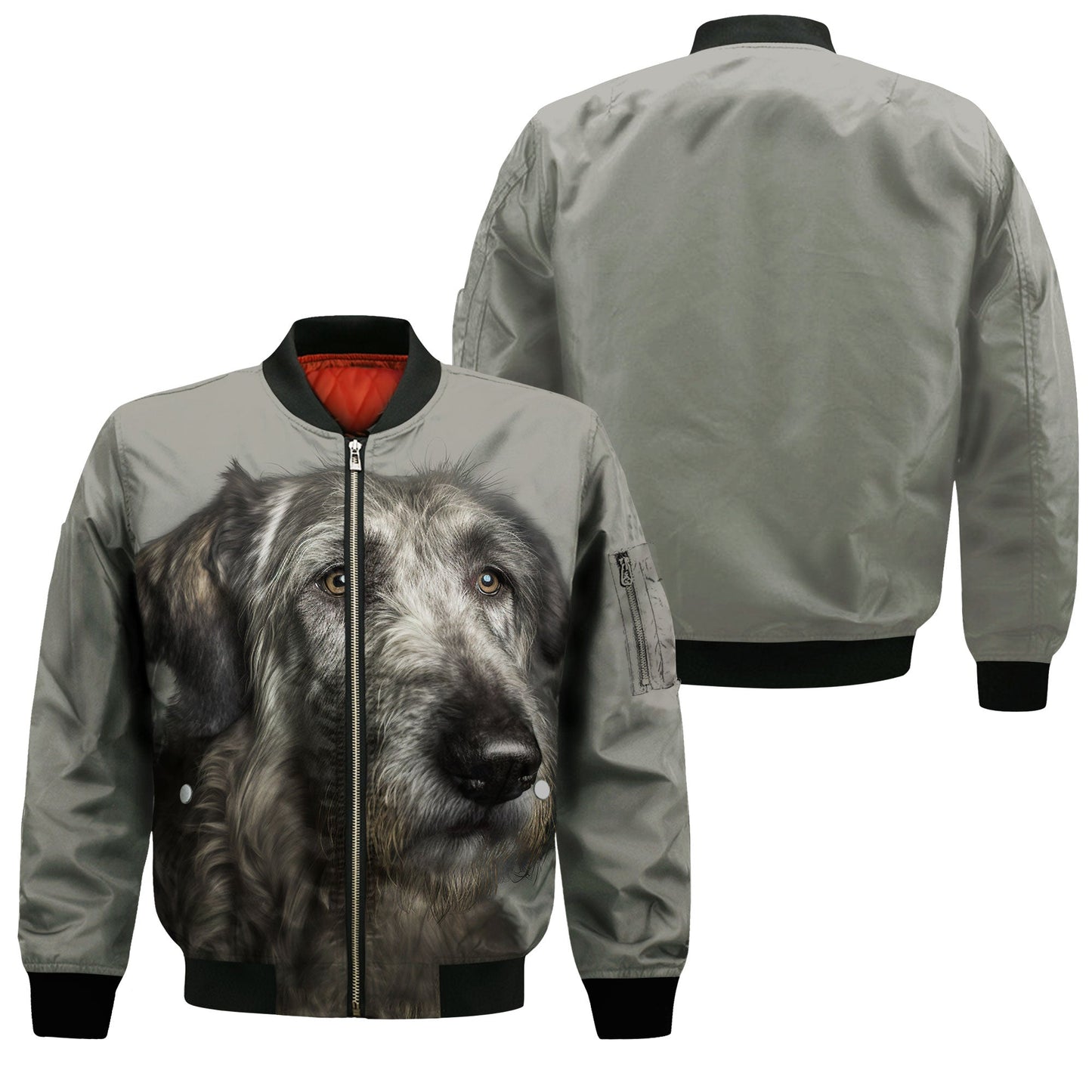 Irish Wolfhound AI - Unisex 3D Graphic Bomber Jacket