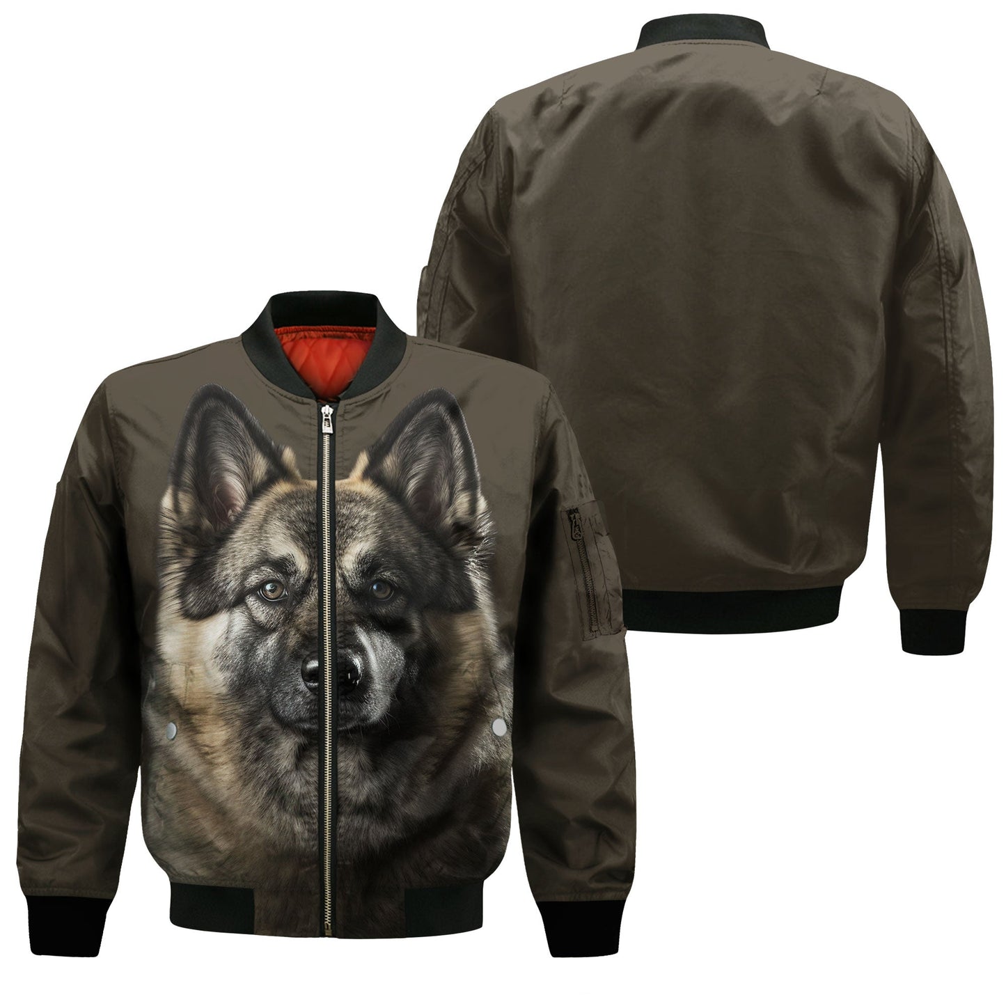 Norwegian Elkhound AI - Unisex 3D Graphic Bomber Jacket