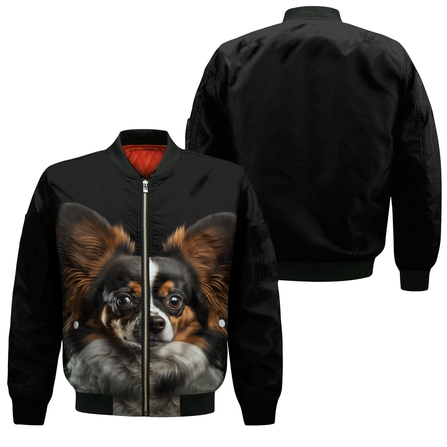 Papillon Dog AI - Unisex 3D Graphic Bomber Jacket