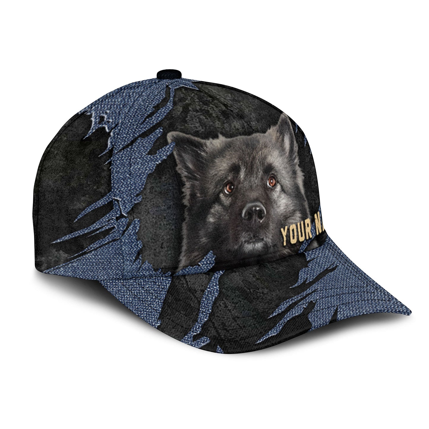 Keeshound - Jean Background Custom Name Cap