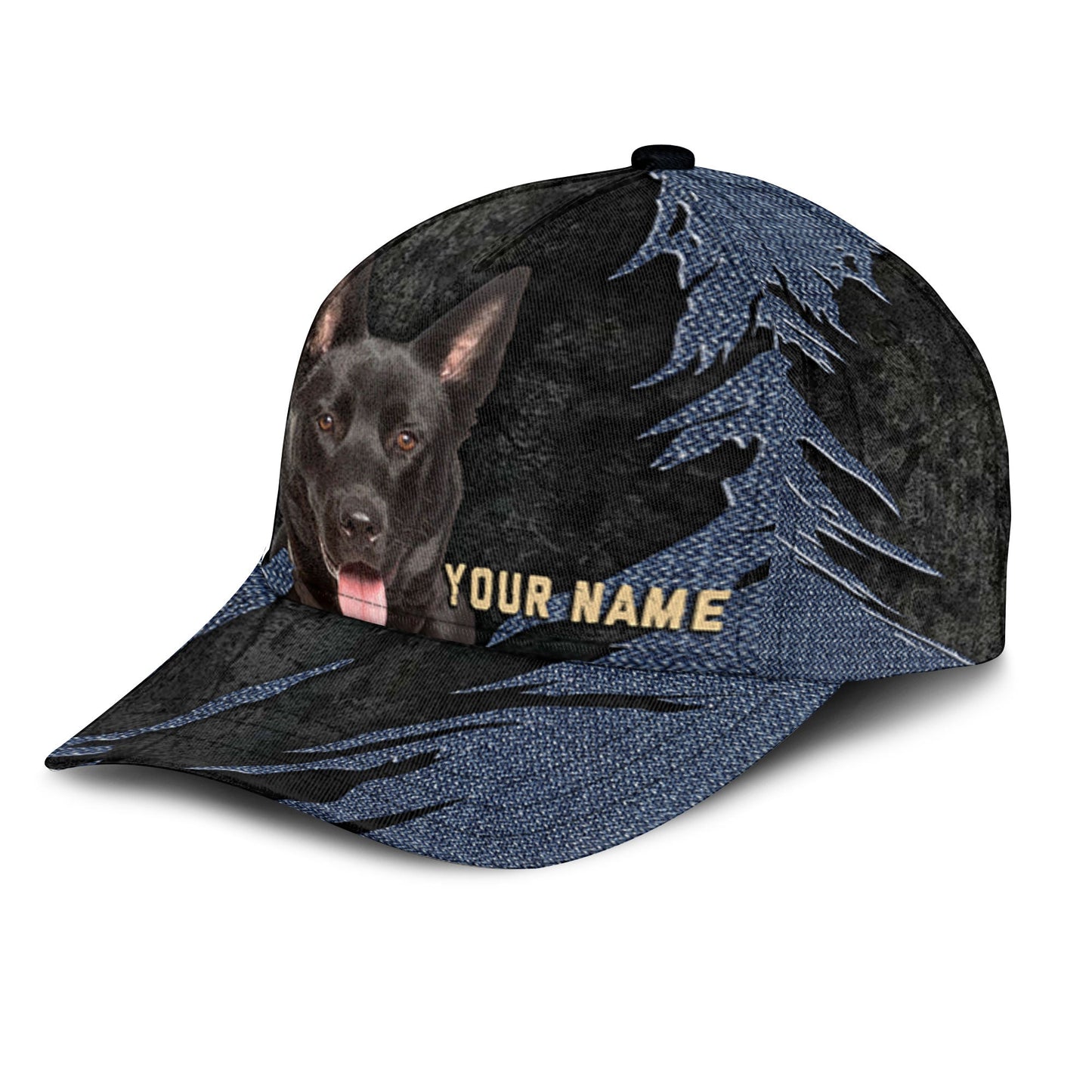 Karelian Bear Dog - Jean Background Custom Name Cap