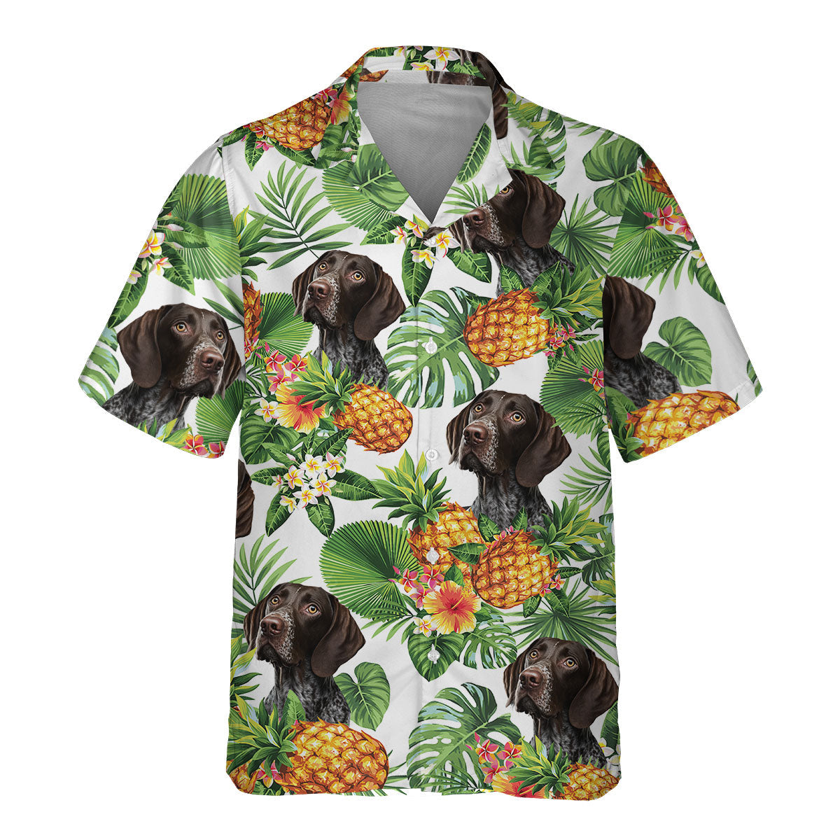 German Shorthaired Pointer AI - Tropical Pattern Hawaiian Shirt
