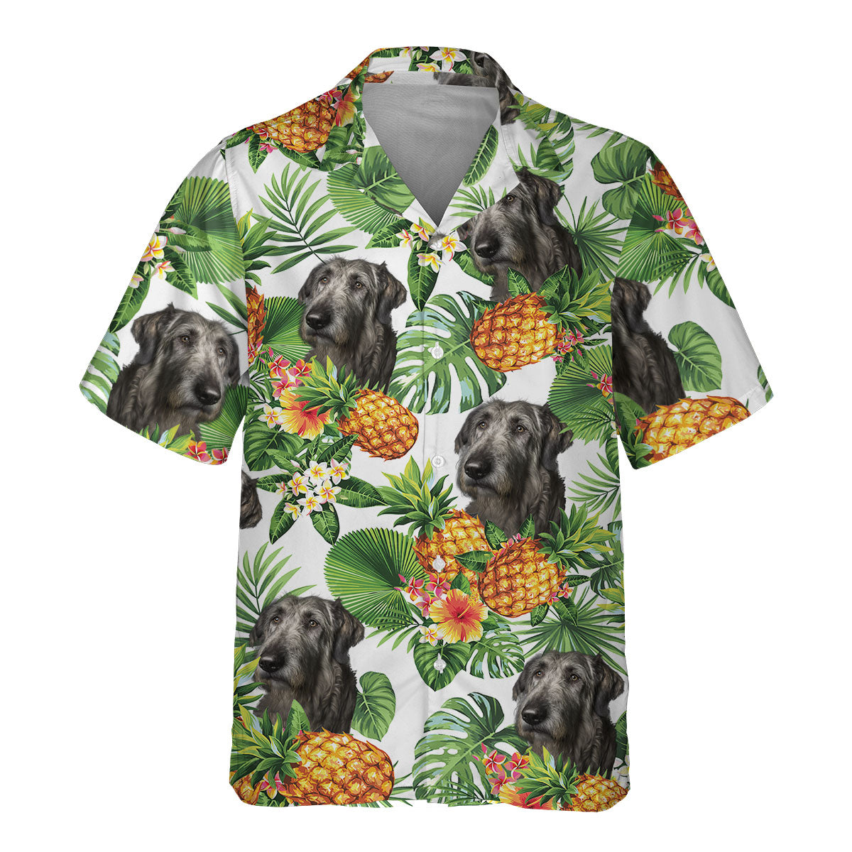 Irish Wolfhound AI - Tropical Pattern Hawaiian Shirt