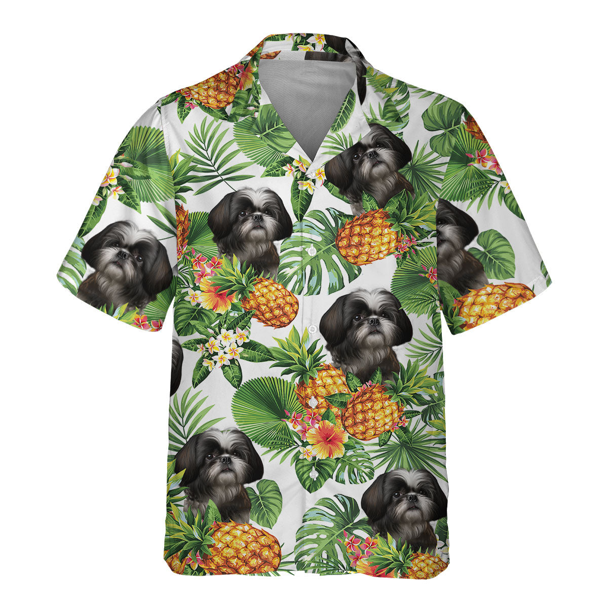 Shih Tzu 2 AI - Tropical Pattern Hawaiian Shirt