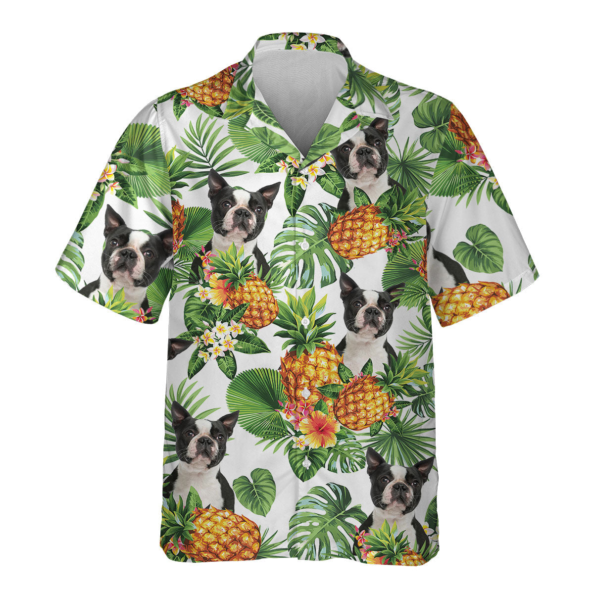Boston Terrier - Tropical Pattern Hawaiian Shirt