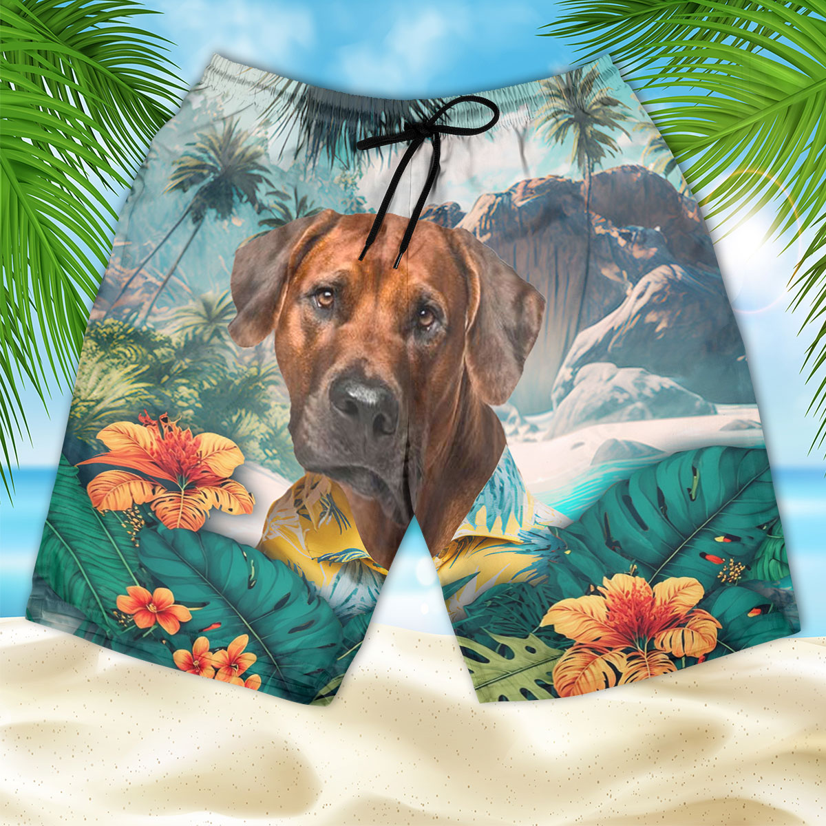 Rhodesian Ridgeback - 3D Men's Beach Short