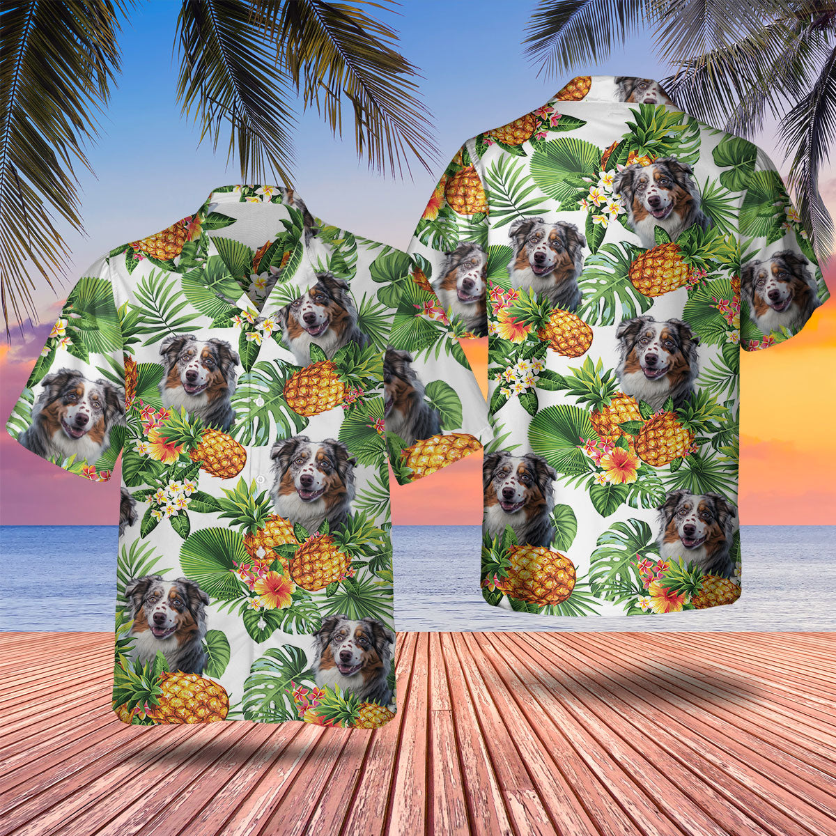 Australian Shepherd AI - Tropical Pattern Hawaiian Shirt