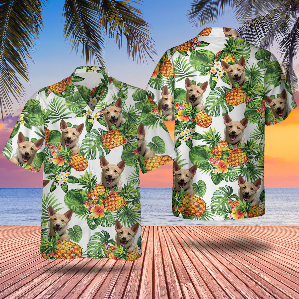 Carolina Dog AI - Tropical Pattern Hawaiian Shirt