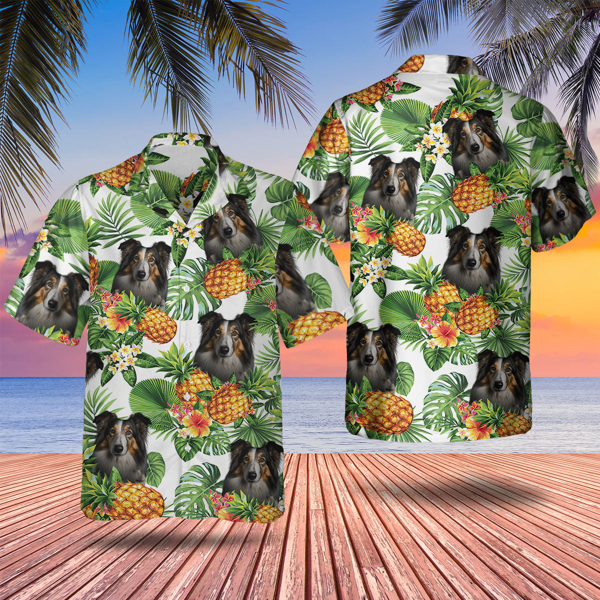 Collie 2 AI - Tropical Pattern Hawaiian Shirt